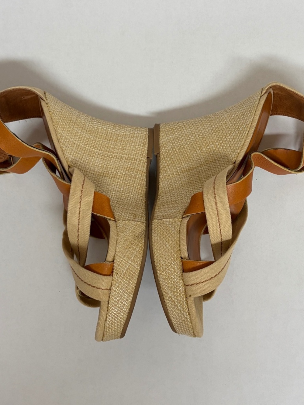 Banana Republic Shea tan and cream wedge sandals